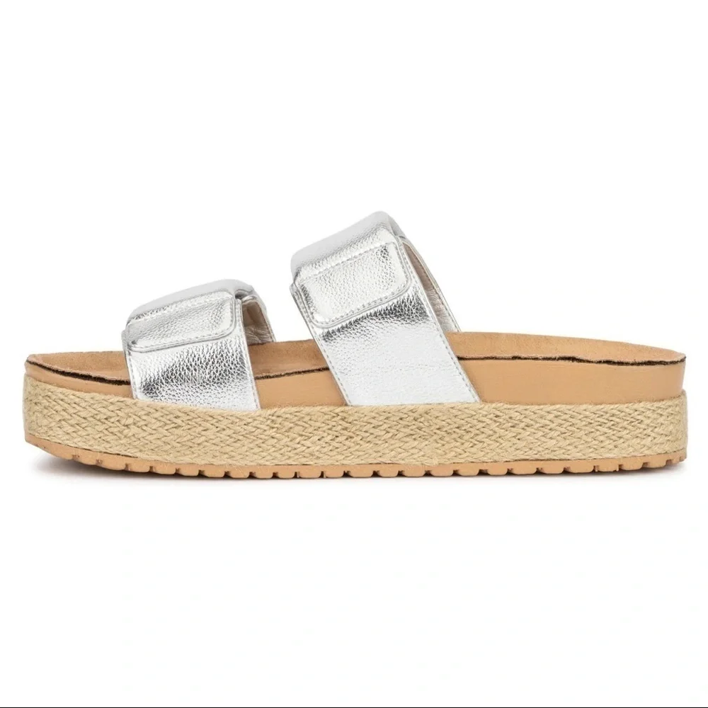 Olivia Miller Palm Cove Dual Strap Slide On Espadrille Platform Wedge Sandals 10